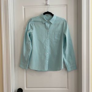 J. Crew Long Sleeve Blue Polka Dot Button Down